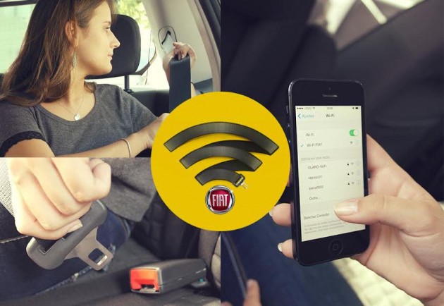 Ação da Fiat em Taxi só ativa o Wi-Fi se o passageiro colocar o cinto de segurança.