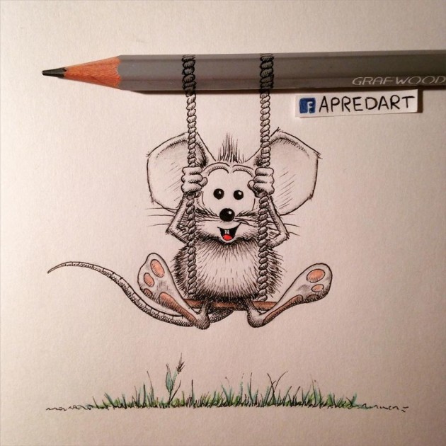 Ilustrador cria rato que interage com objetos e tenta entrar no mundo real.
