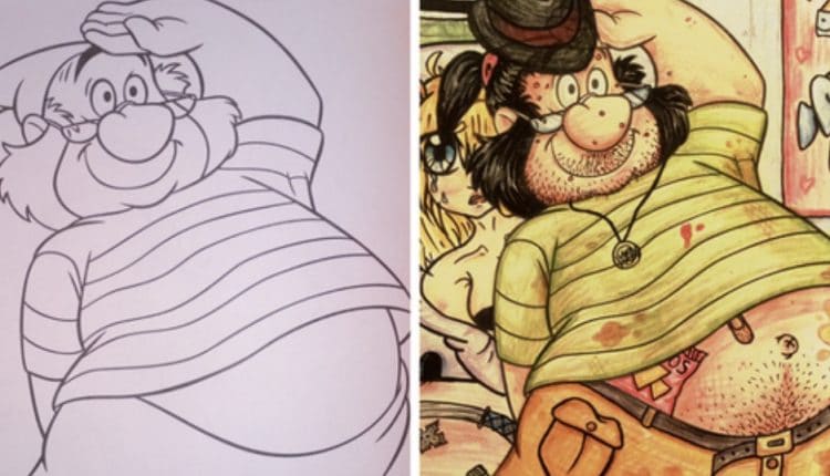 pintura adulta em livros de colorir