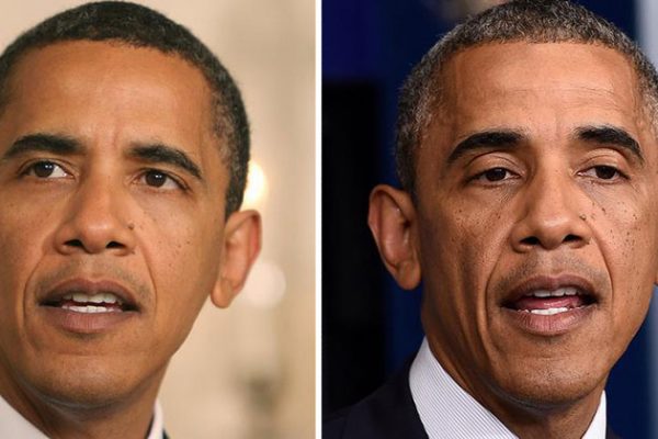 Primeiro presidente negro da história dos Estados Unidos, eleito em 2008, os cabelos brancos se destacam em Barack Obama, que governa os EUA até 2016.