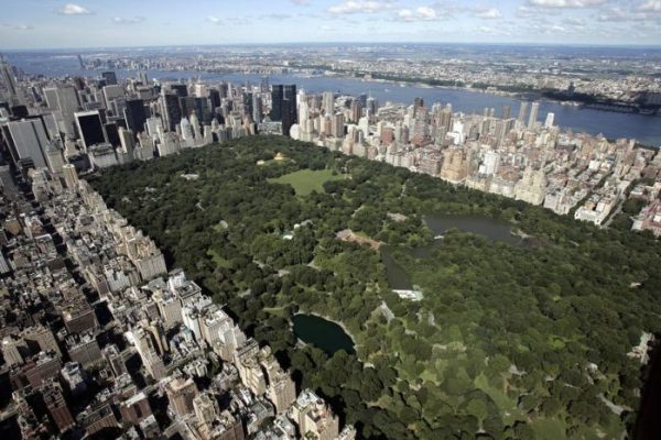 Aerial view of Manhattan looking south o