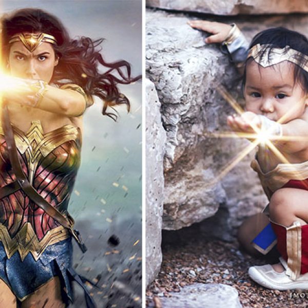 Mãe transforma sua filha em Mulher Maravilha em fotos encantadoras.