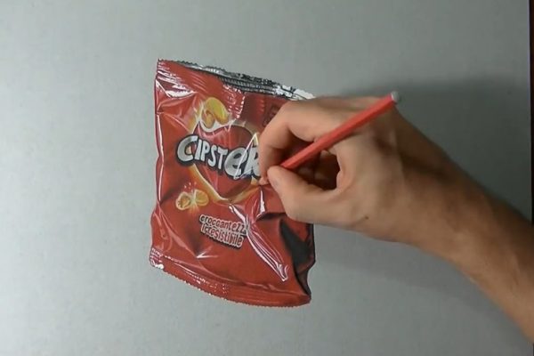 Passo a passo de uma pintura Hiper Realista de pacote de chips-4