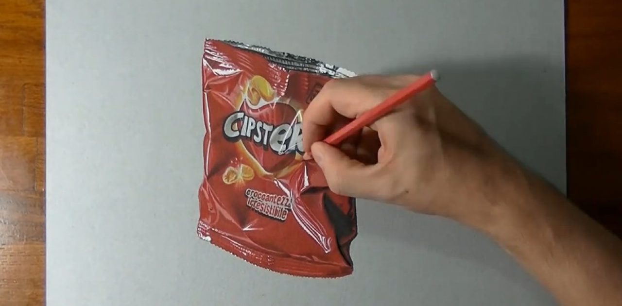 Passo a passo de uma pintura Hiper Realista de pacote de chips-4