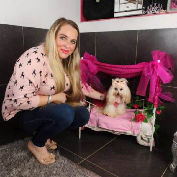 VIDEO AVAILABLE CATERS NEWS.  (PICTURED: BETTY IN HER FOUR POSTER BED)  Never mind a silver spoon - meet the pampered pooch that was born with a diamond fork in her mouth. Spoilt dog Betty lives the high life on the family farm in Essex with her owner Hayley Dexter who has showered the three-year-old pup with lavish gifts. And Hayley and her family have splashed out a whopping ¬£30,000 on Betty since they got her as a tiny puppy three-years-ago. The young Maltese is the envy of the other dogs on the block as she boasts her own bedroom, custom made four poster bed and a wardrobe filled with stylish outfits. She is also fed by hand from her very own Swarovski fork - and is never seen without her signature bling of either a diamond collar or a customised pearl necklace.  SEE MERCURY PRESS