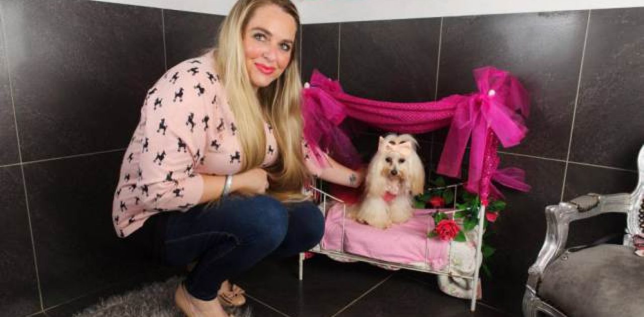 VIDEO AVAILABLE CATERS NEWS.  (PICTURED: BETTY IN HER FOUR POSTER BED)  Never mind a silver spoon - meet the pampered pooch that was born with a diamond fork in her mouth. Spoilt dog Betty lives the high life on the family farm in Essex with her owner Hayley Dexter who has showered the three-year-old pup with lavish gifts. And Hayley and her family have splashed out a whopping ¬£30,000 on Betty since they got her as a tiny puppy three-years-ago. The young Maltese is the envy of the other dogs on the block as she boasts her own bedroom, custom made four poster bed and a wardrobe filled with stylish outfits. She is also fed by hand from her very own Swarovski fork - and is never seen without her signature bling of either a diamond collar or a customised pearl necklace.  SEE MERCURY PRESS