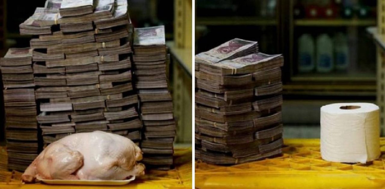 Esse é o tanto de dinheiro que precisa carregar na Venezuela pra comprar itens básicos.
